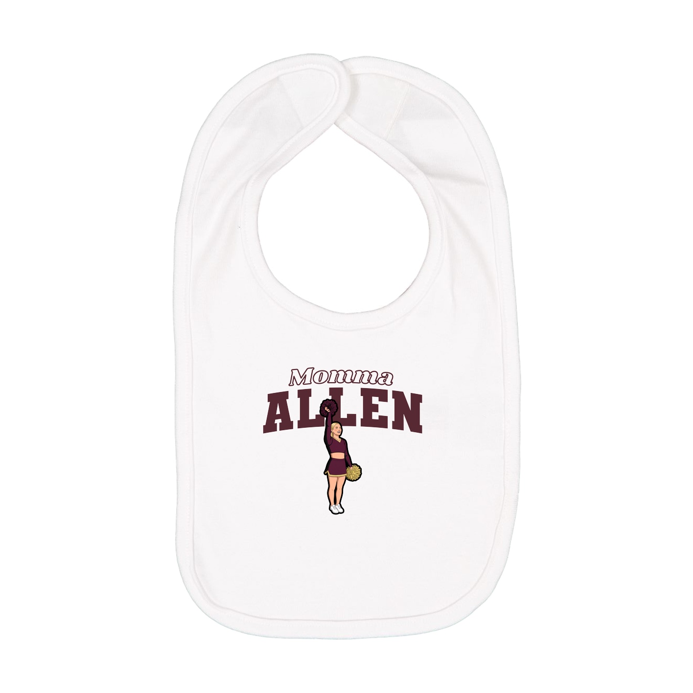 Infant Bib — Mothers Day Block in White