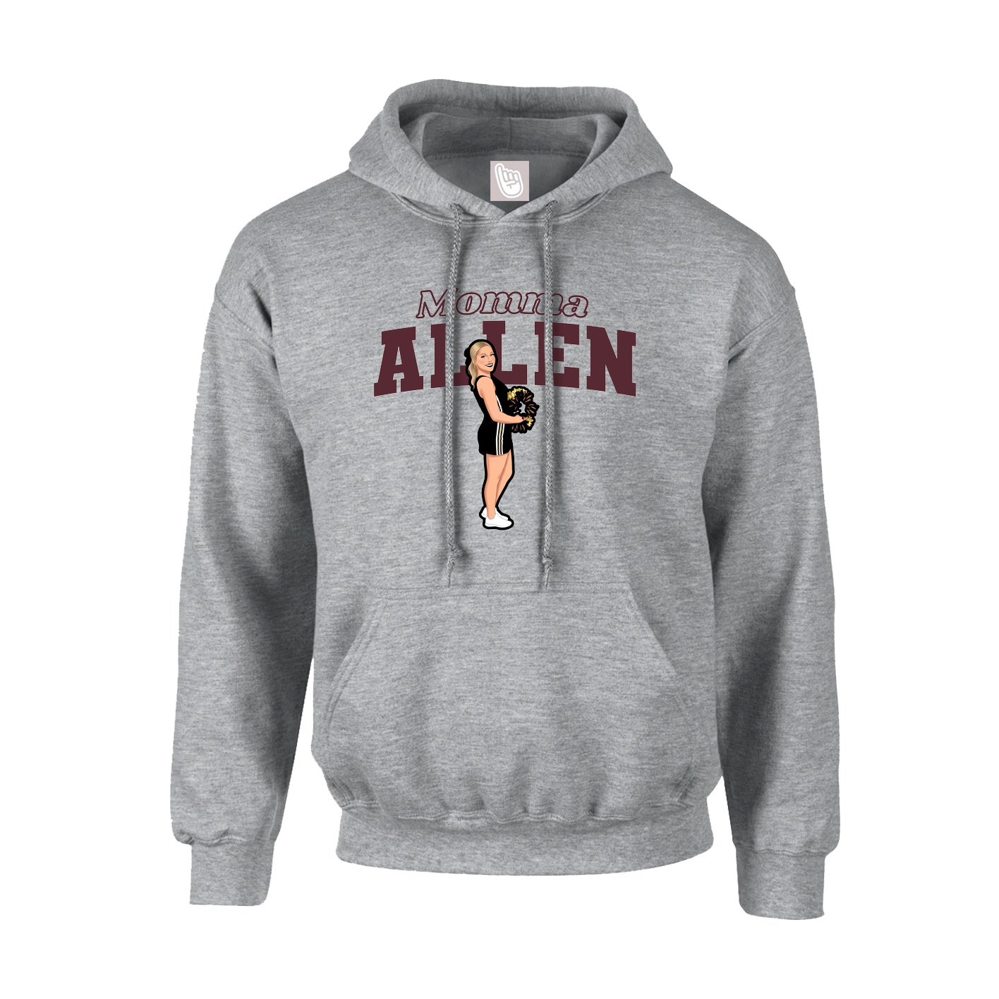 Youth Hoodie — Mothers Day Block in Grey