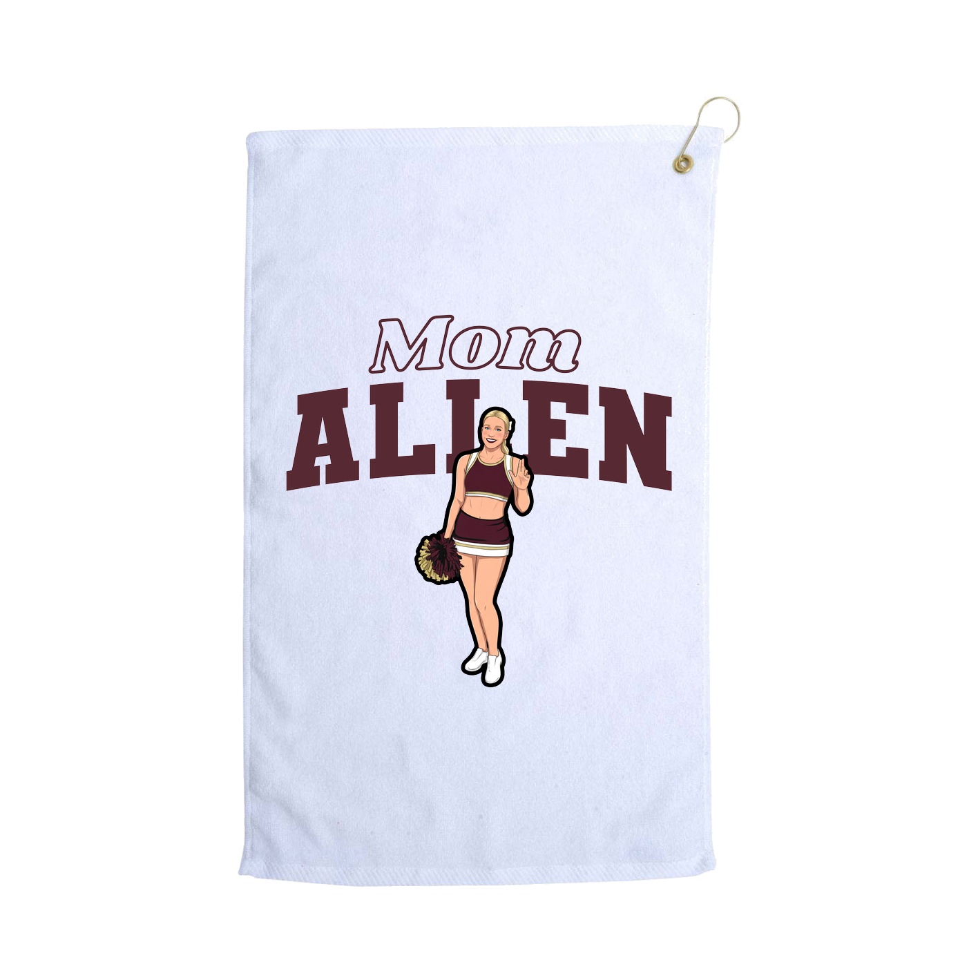 Golf Towel — Mothers Day Block in White