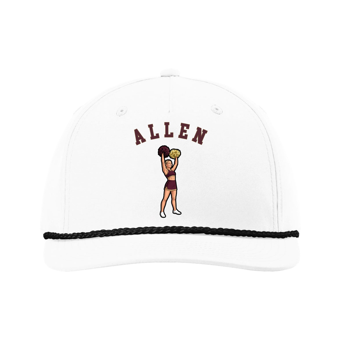 Five-Panel Classic Rope Cap — Shirsey Arch in White