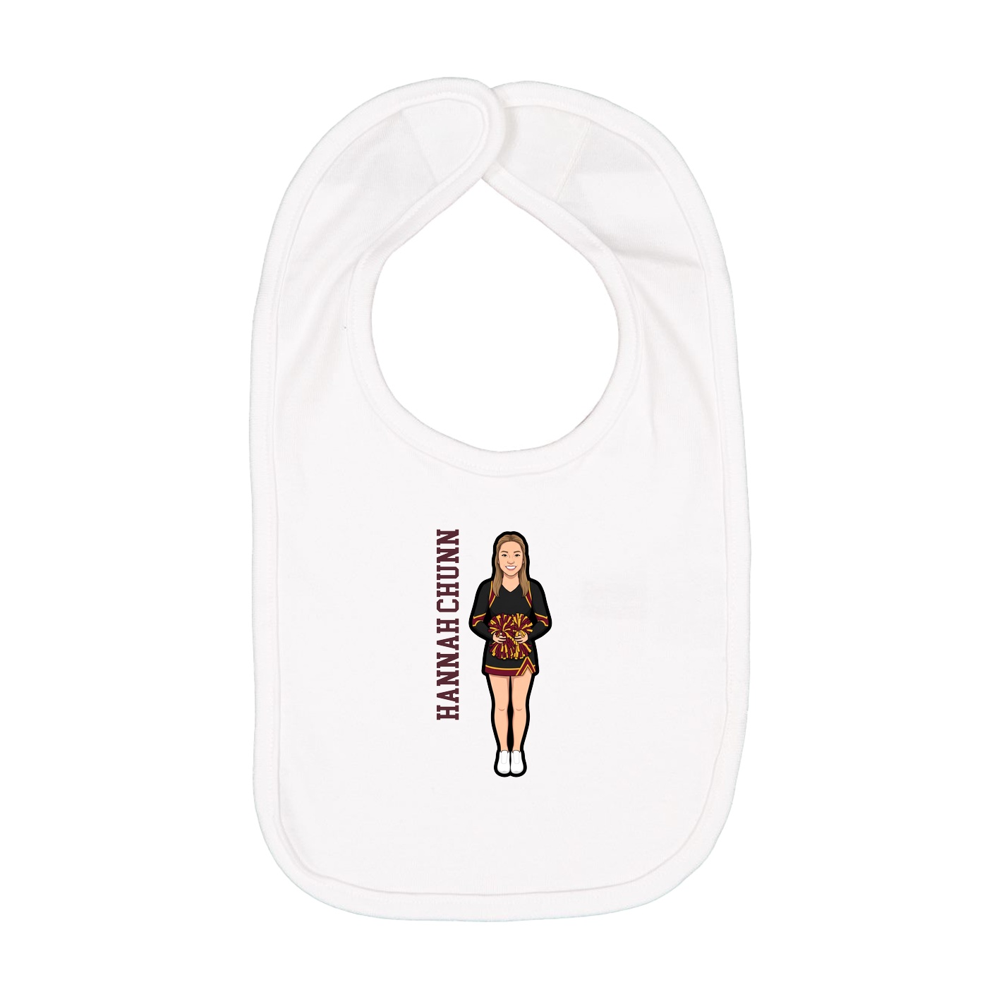Infant Bib — Name Vertical in White