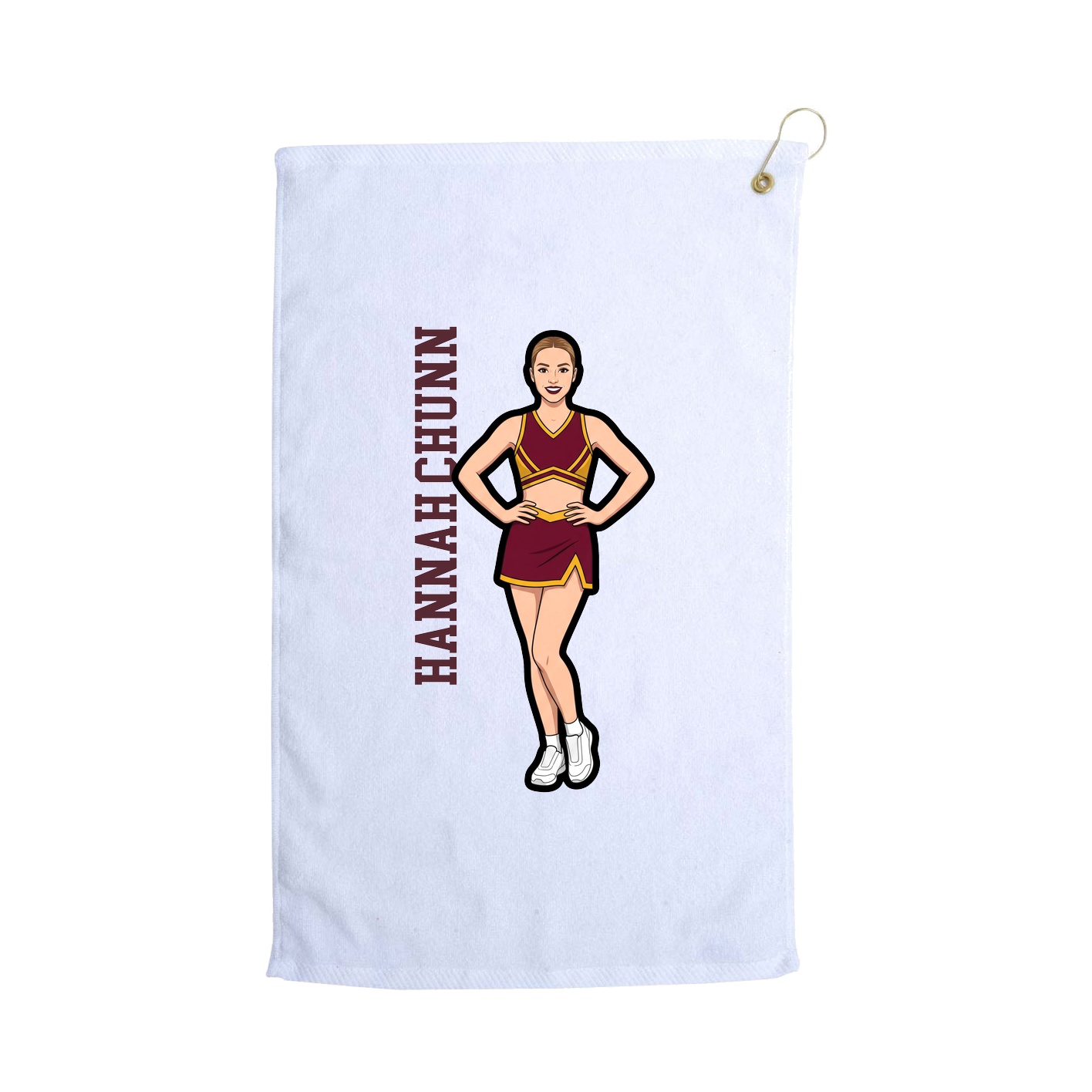 Golf Towel — Name Vertical in White
