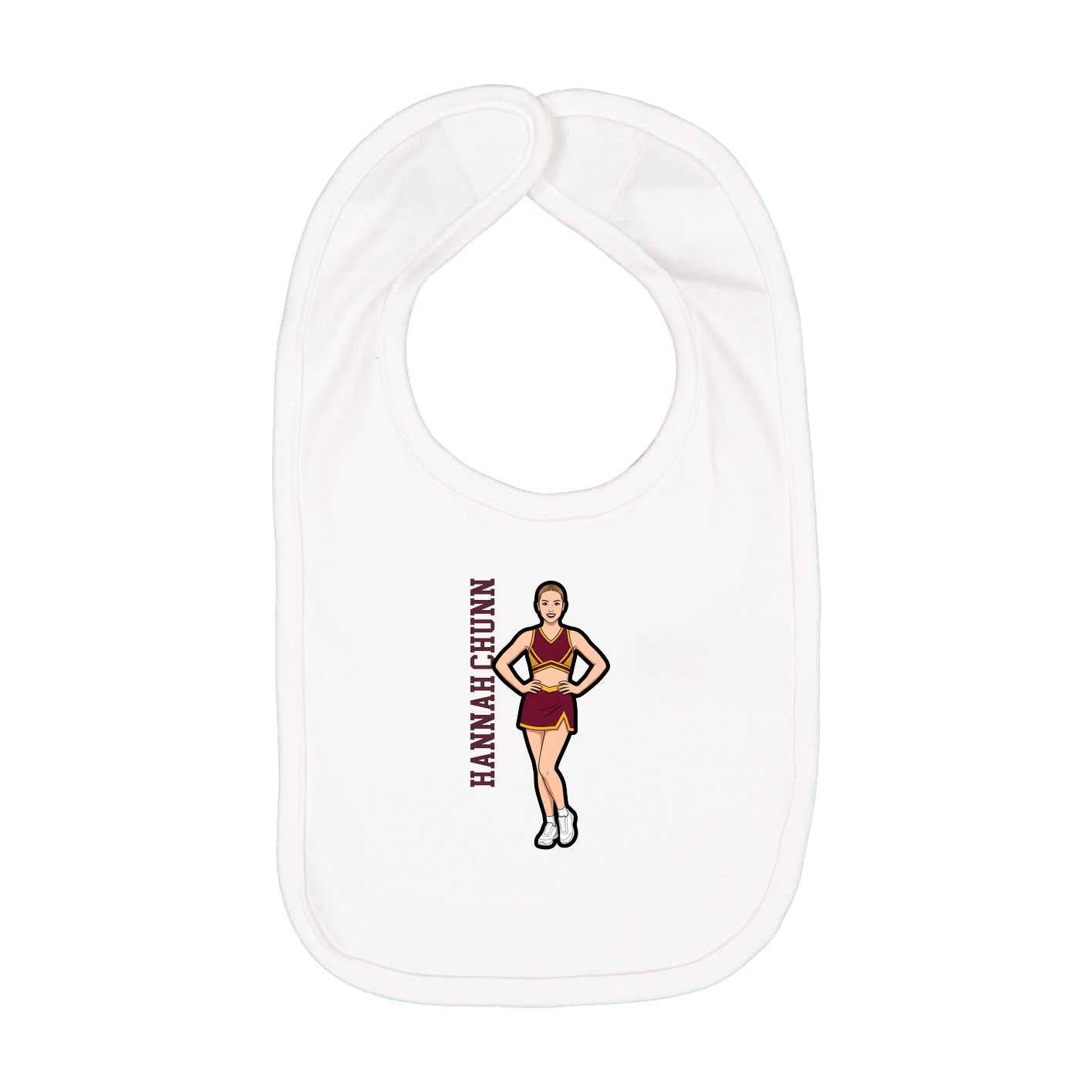 Infant Bib — Name Vertical in White
