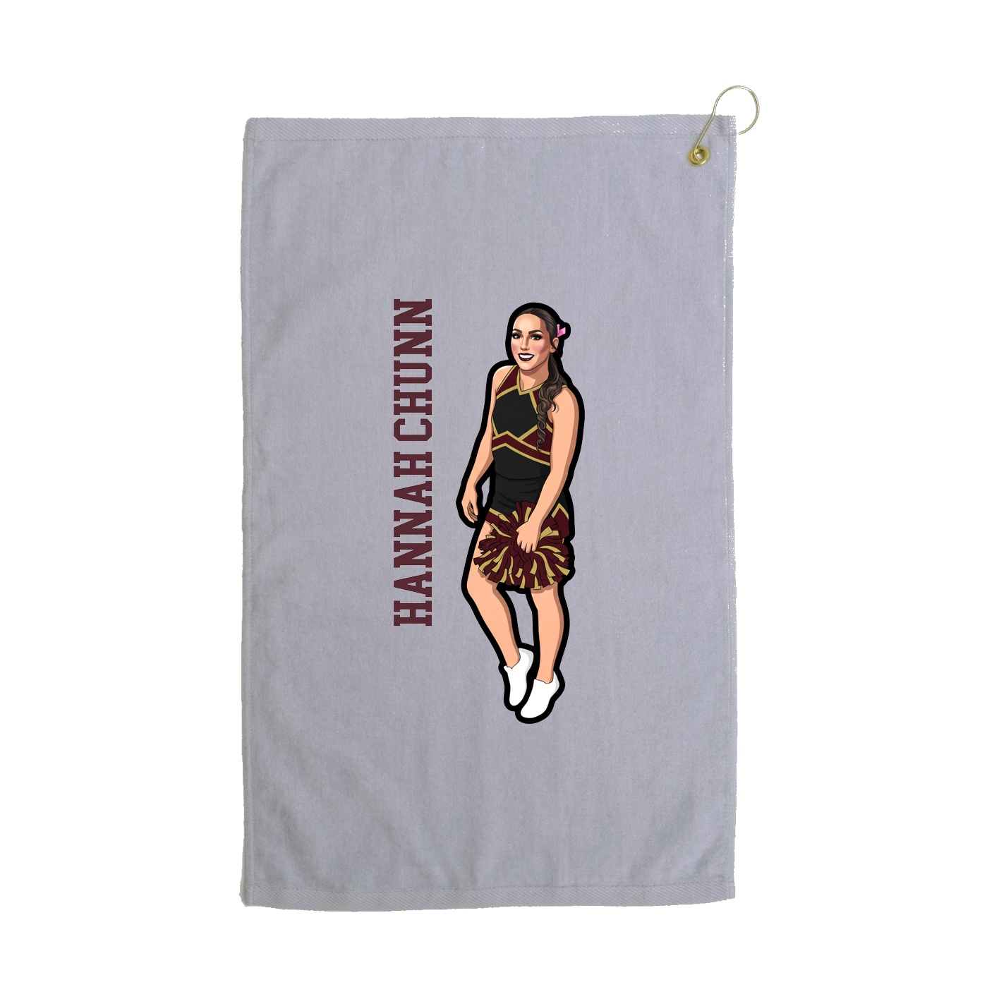 Golf Towel — Name Vertical in Grey