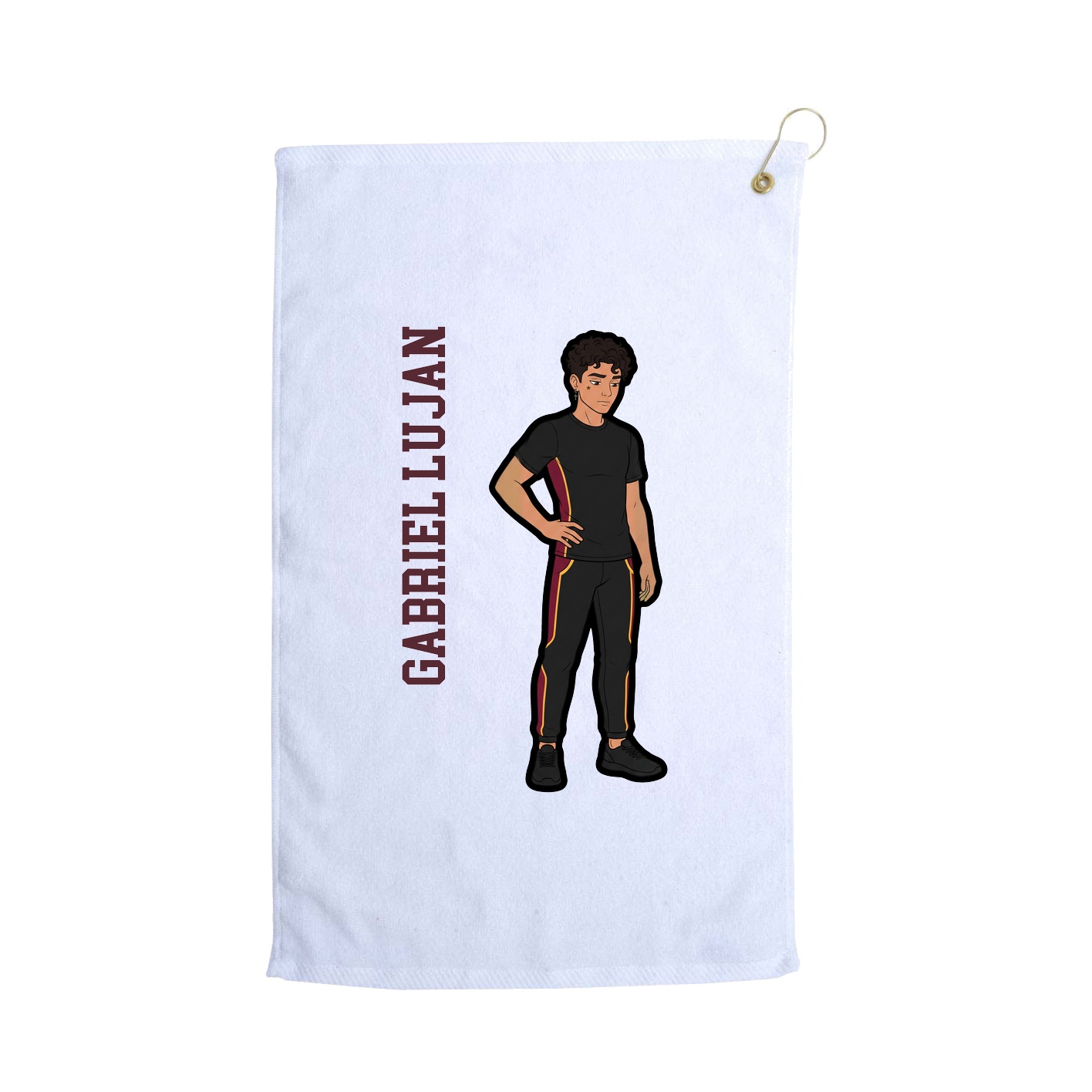 Golf Towel — Name Vertical in White