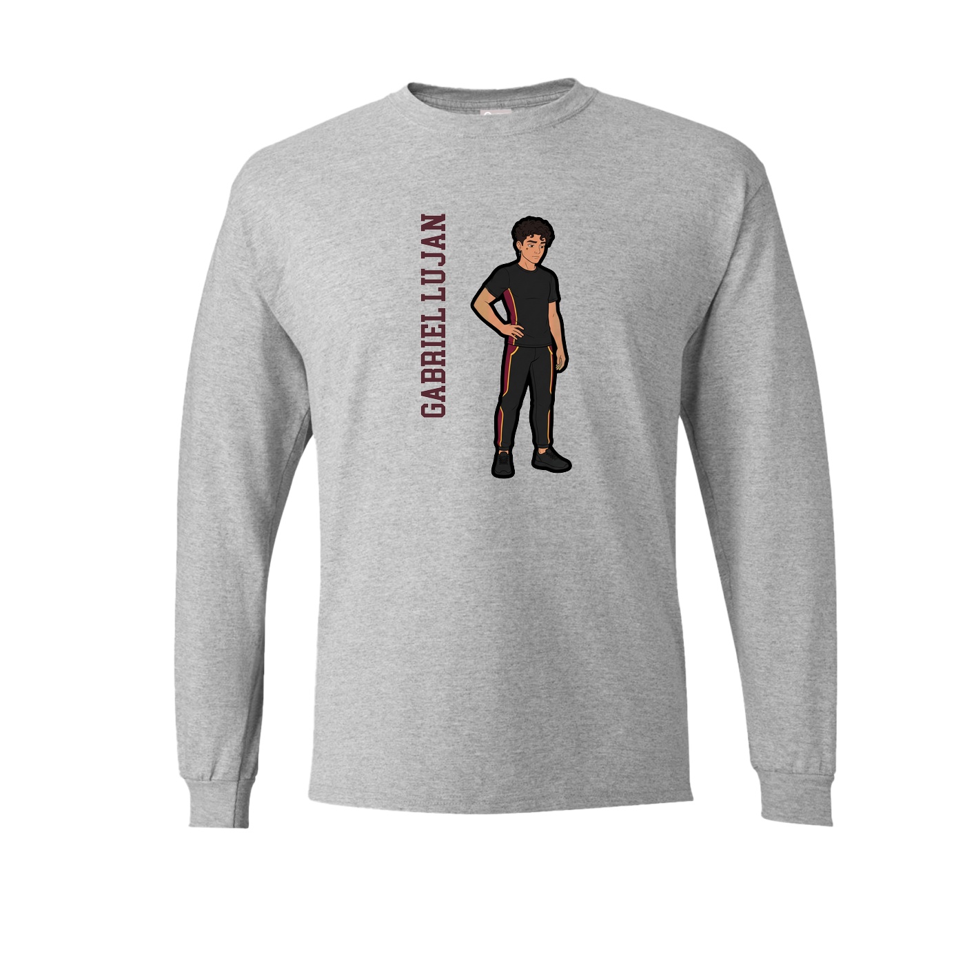 Long Sleeve Tee — Name Vertical in Grey