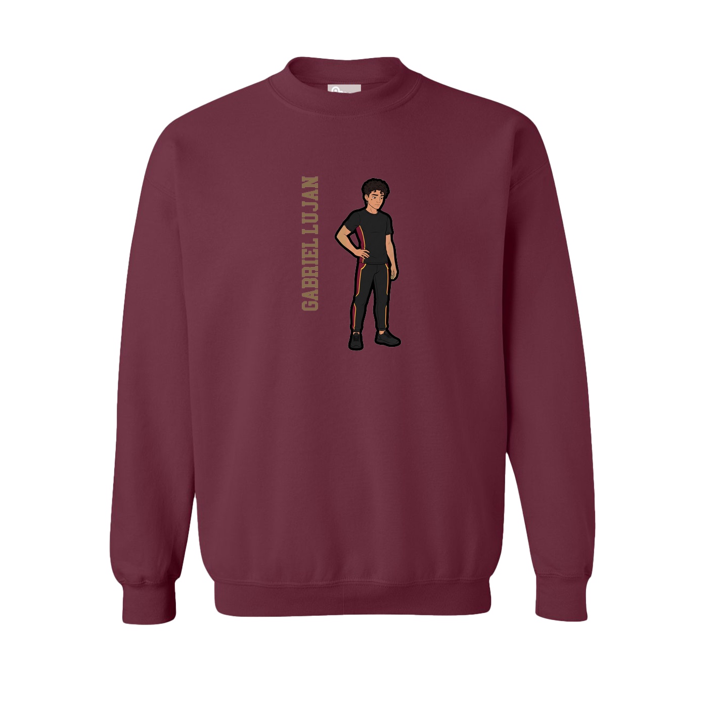 Fleece Crew — Name Vertical in Maroon