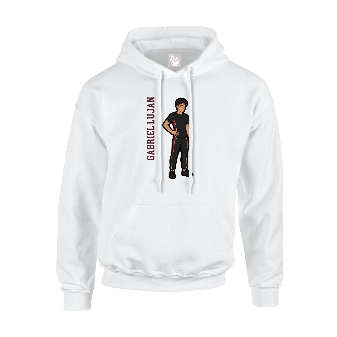 Youth Hoodie — Name Vertical in White