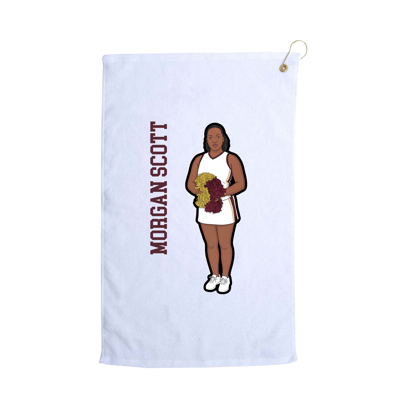 Golf Towel — Name Vertical in White