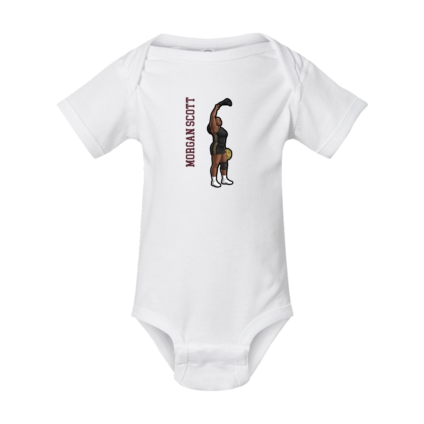 Baby Onesie — Name Vertical in White