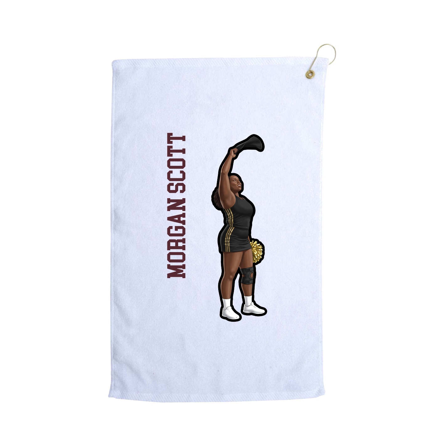 Golf Towel — Name Vertical in White