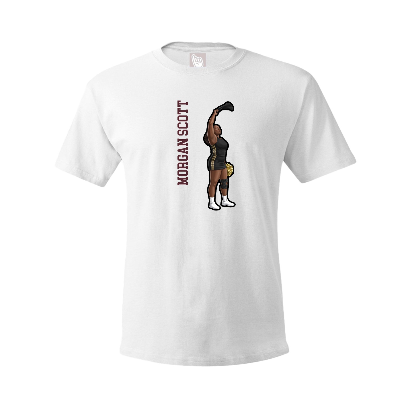 Youth Tee — Name Vertical in White