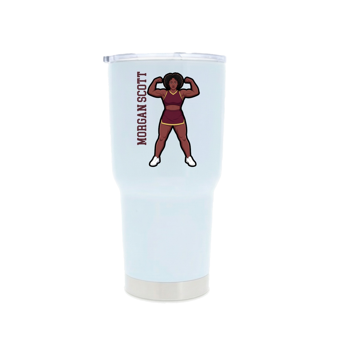 30oz Stainless Steel Tumbler — Name Vertical in White
