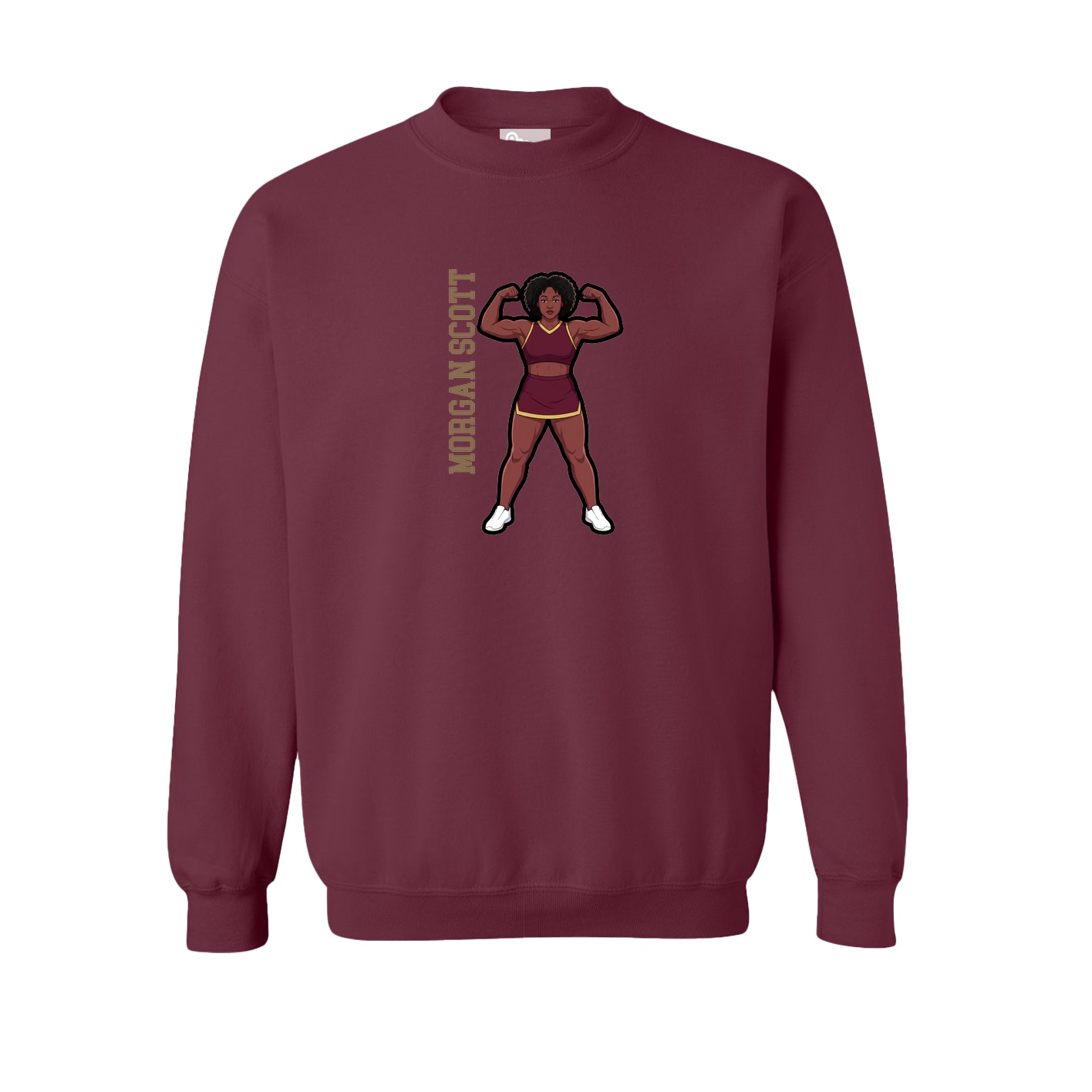 Fleece Crew — Name Vertical in Maroon