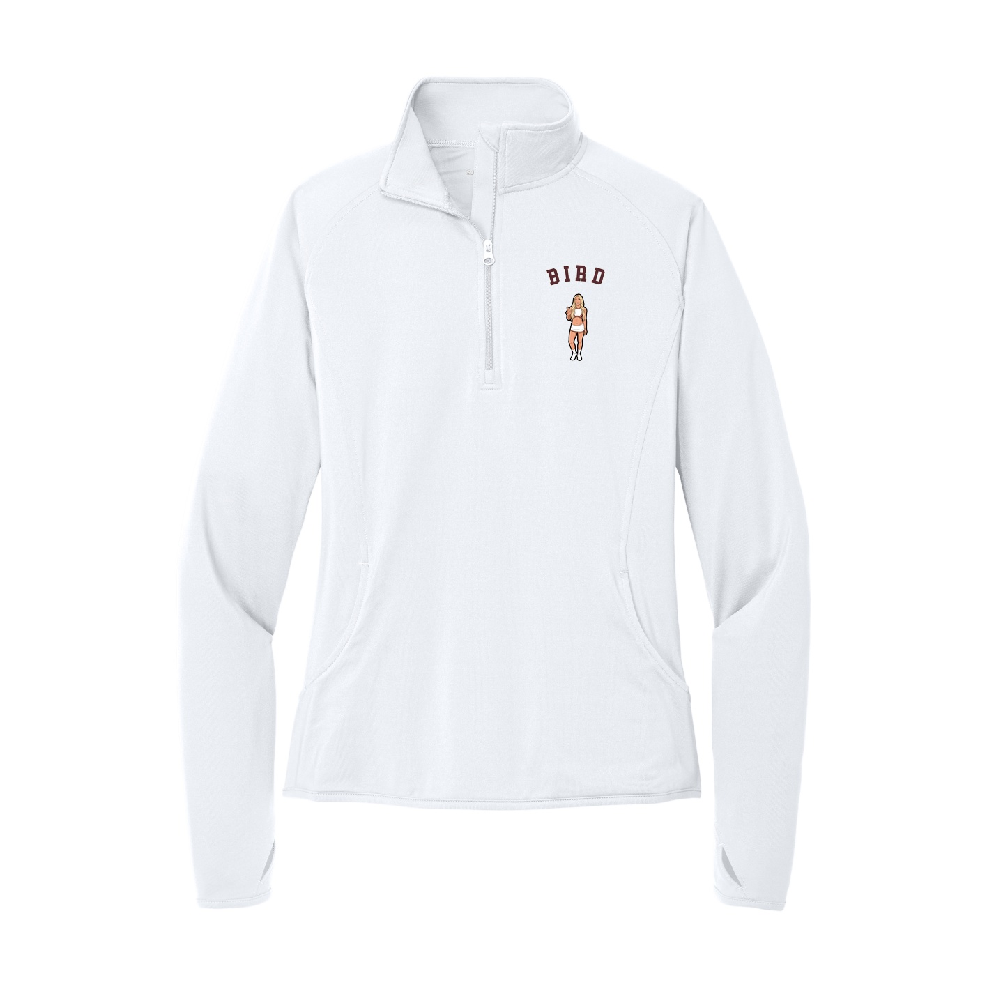 Women's Q-Zip Pullover — Shirsey Arch in White