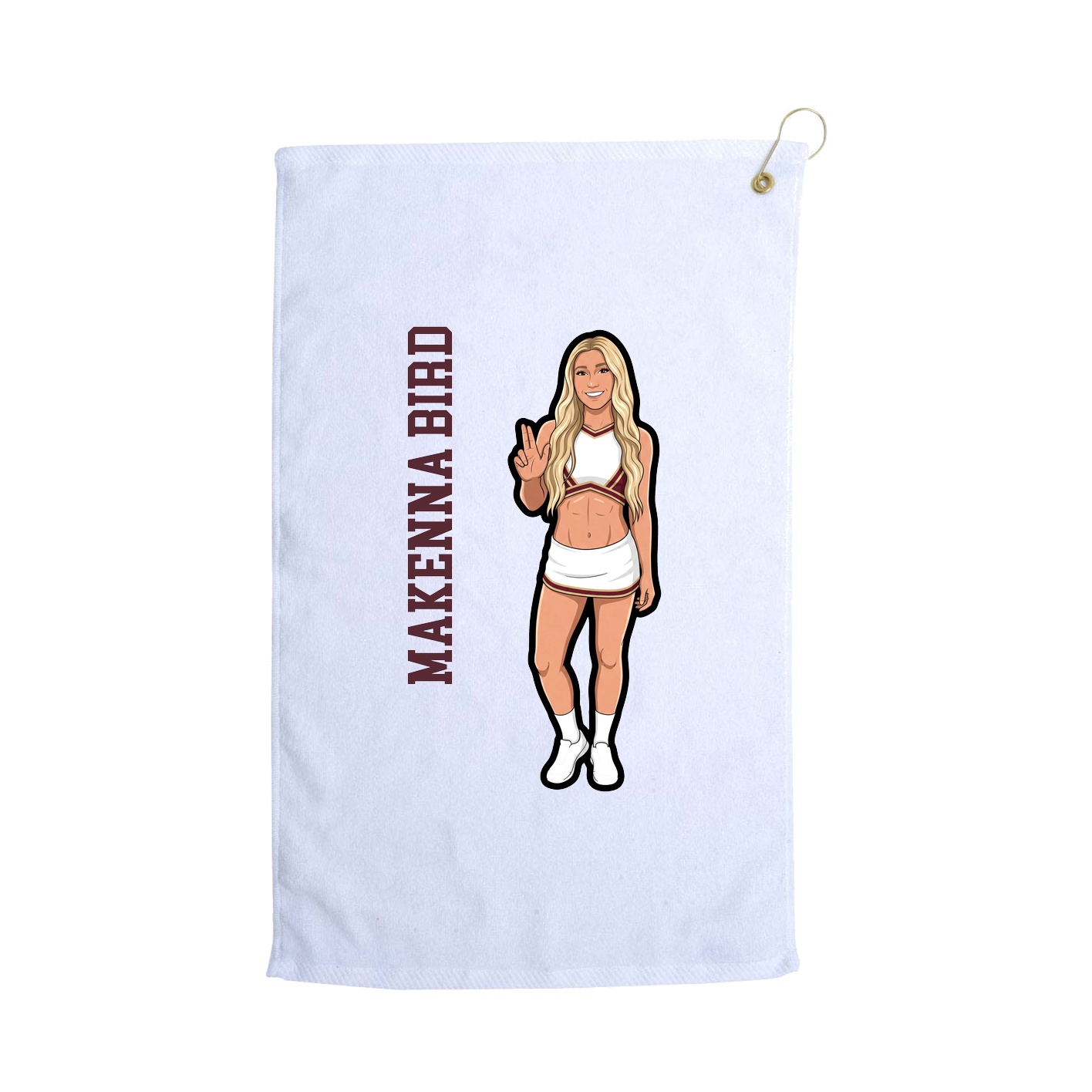 Golf Towel — Name Vertical in White