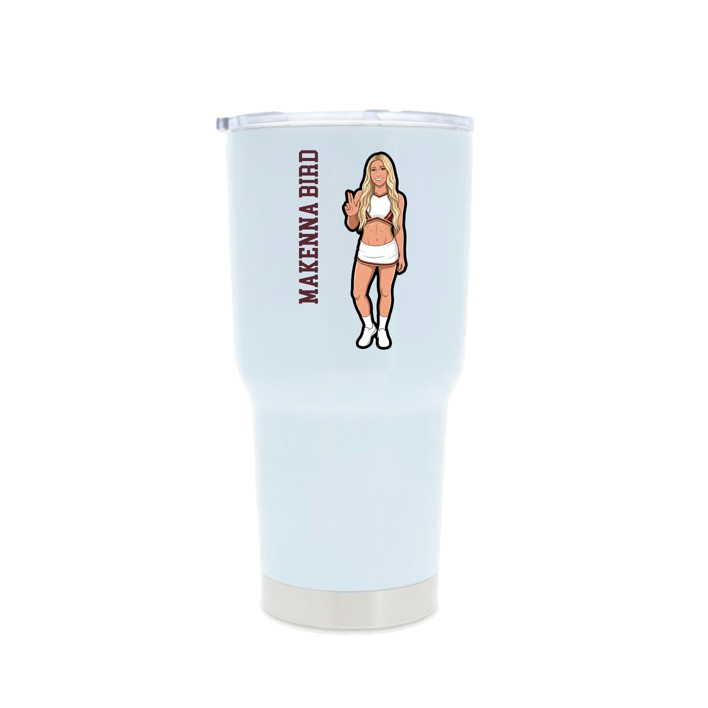 30oz Stainless Steel Tumbler — Name Vertical in White