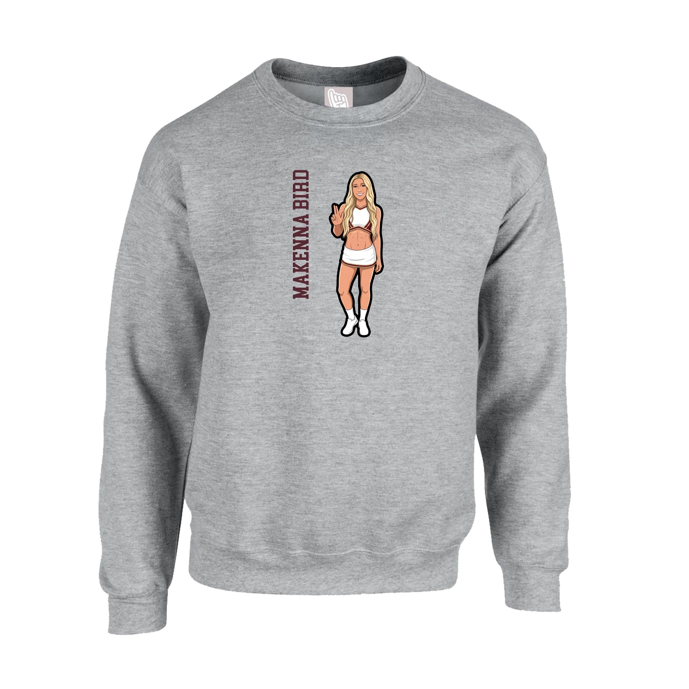 Fleece Crew — Name Vertical in Grey