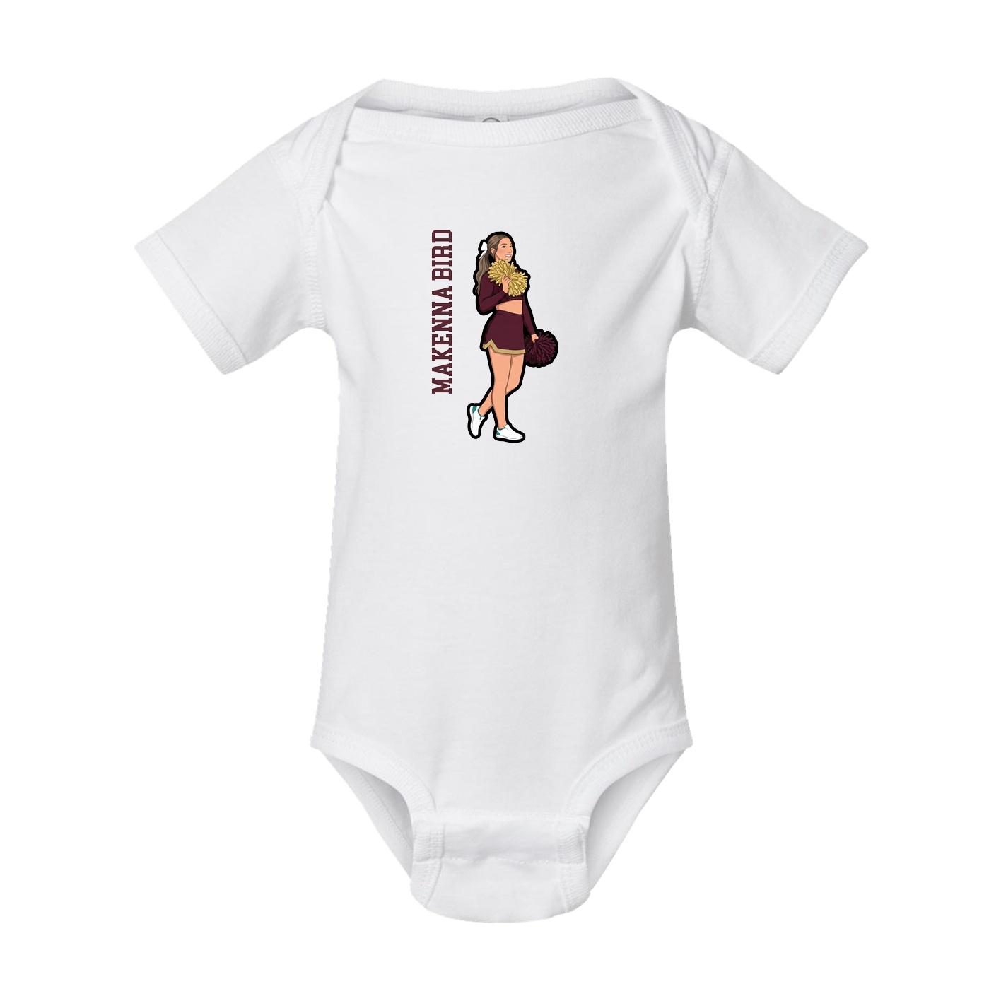 Baby Onesie — Name Vertical in White