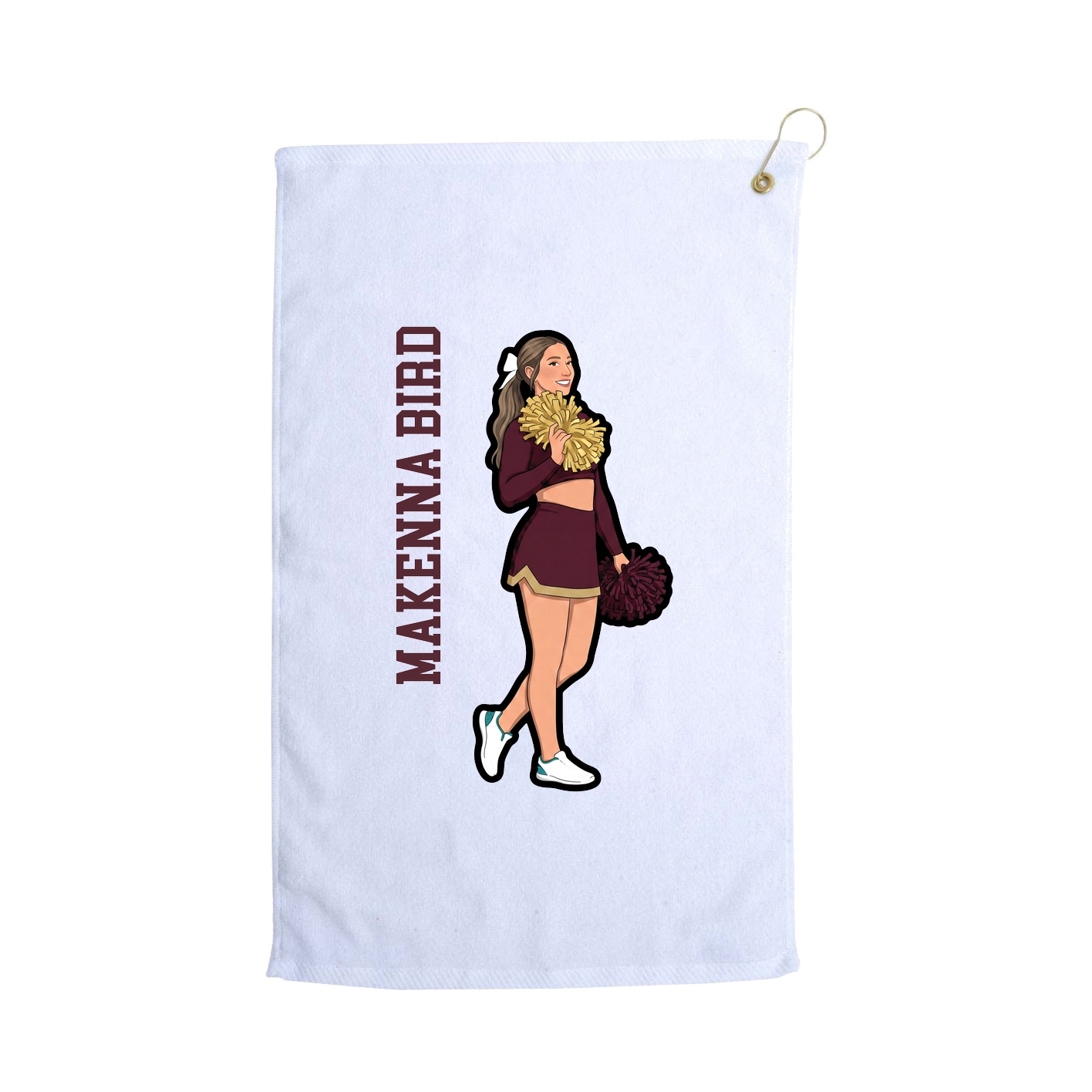 Golf Towel — Name Vertical in White