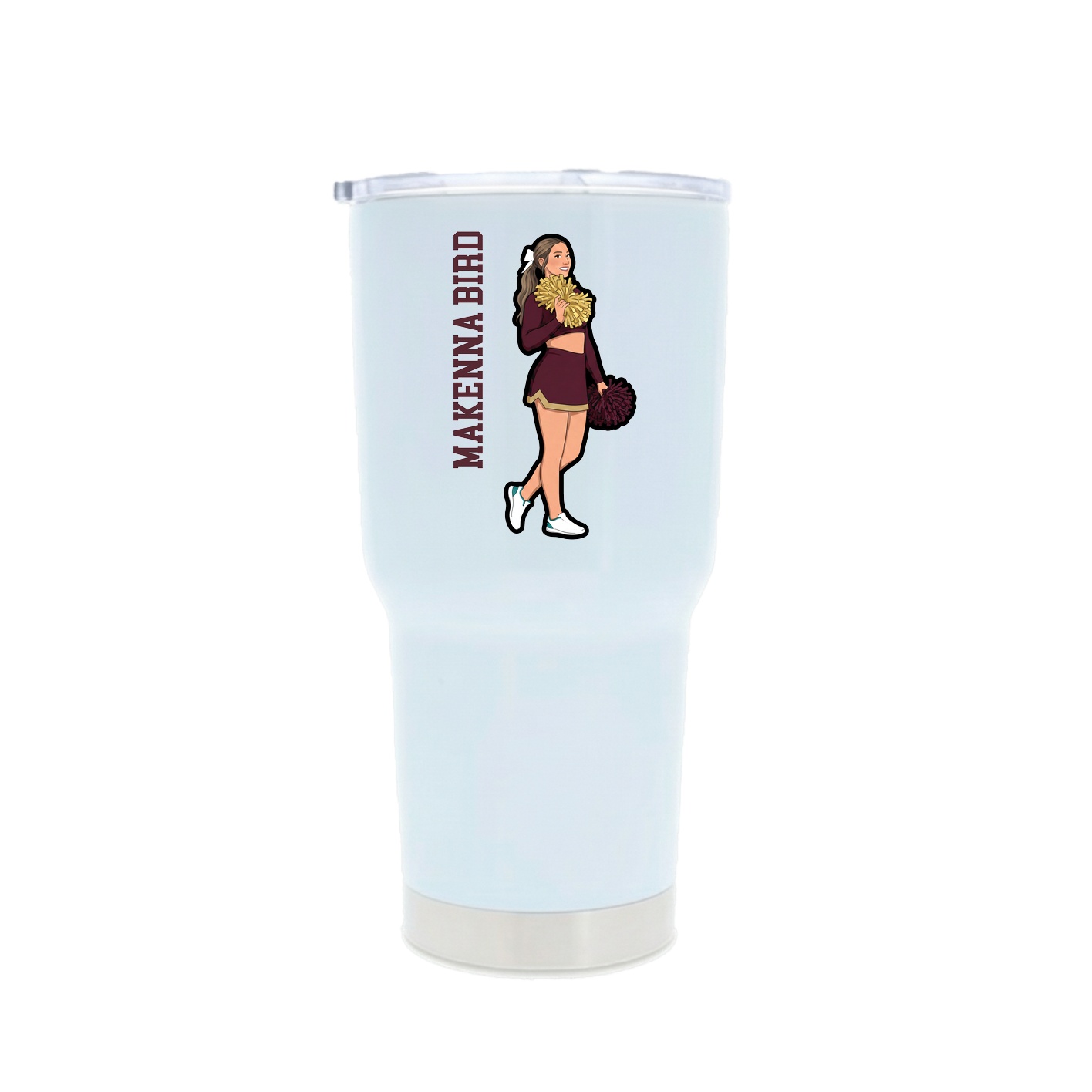 30oz Stainless Steel Tumbler — Name Vertical in White