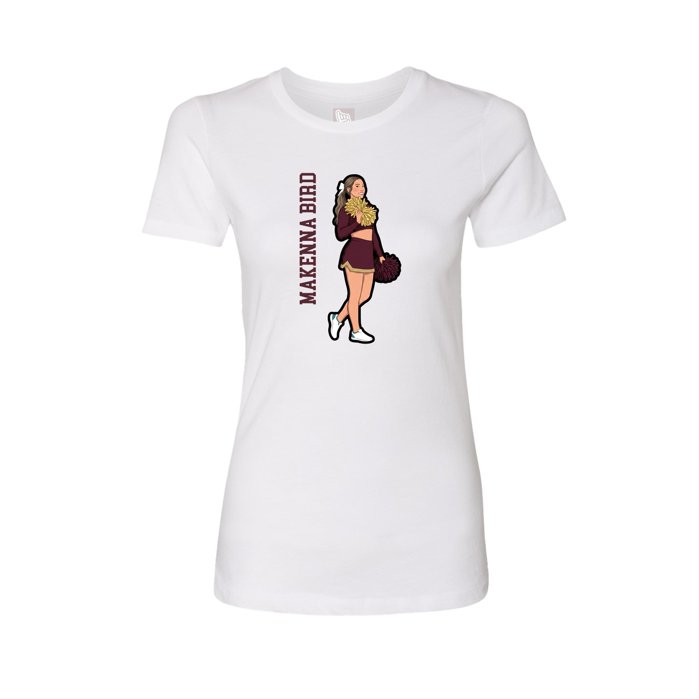 Womens Tee — Name Vertical in White