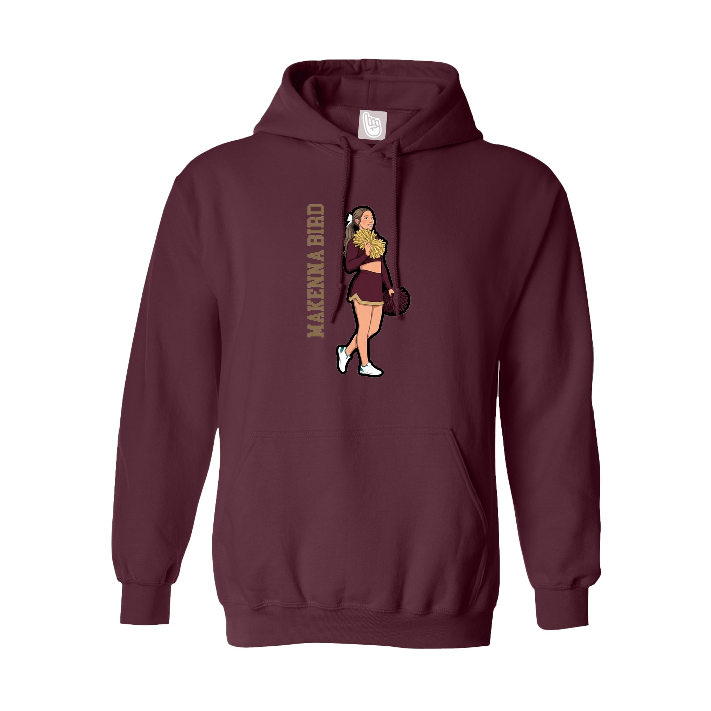 Youth Hoodie — Name Vertical in Maroon