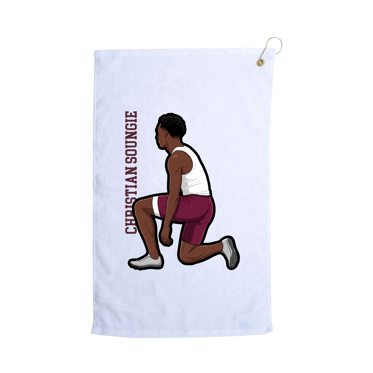 Golf Towel — Name Vertical in White