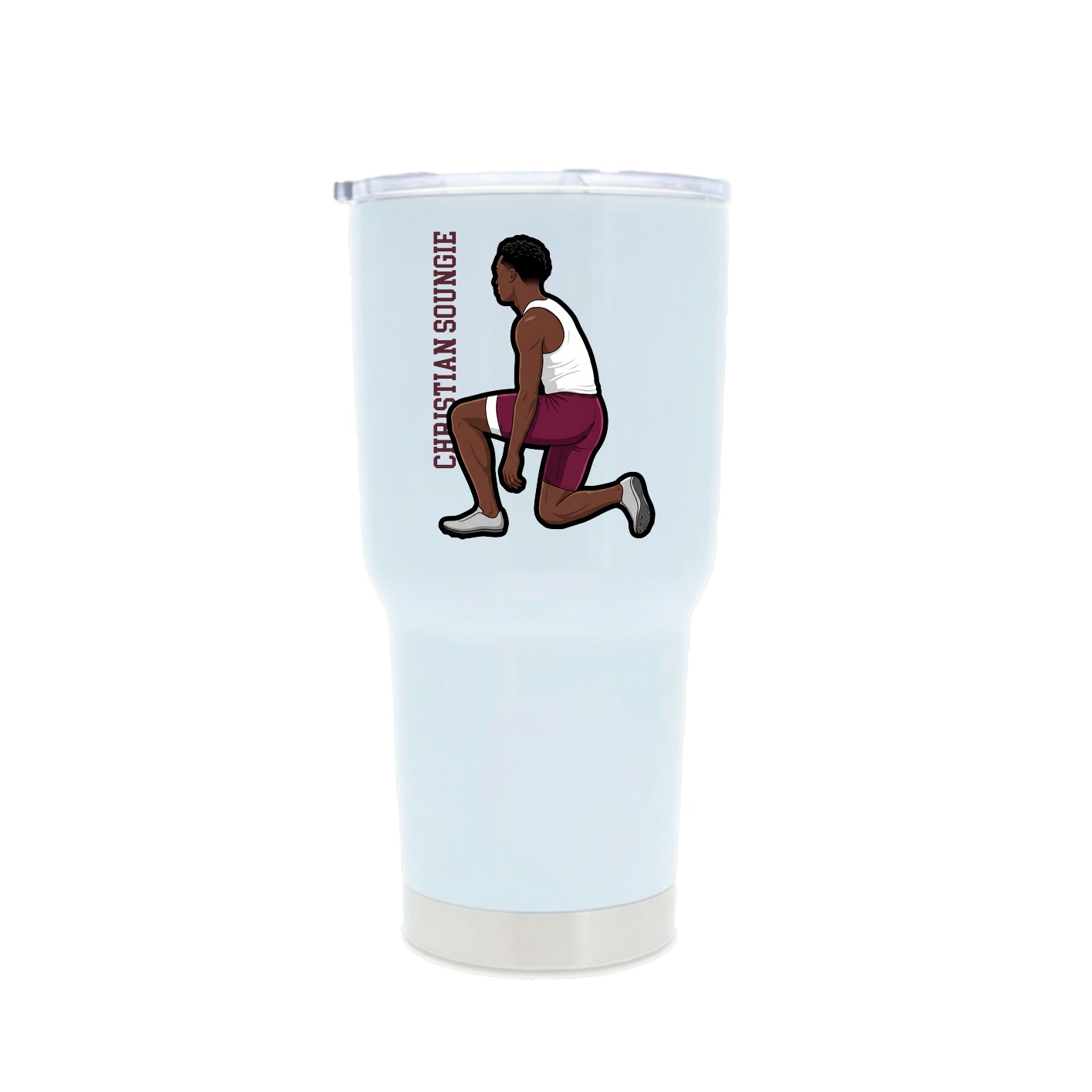 30oz Stainless Steel Tumbler — Name Vertical in White