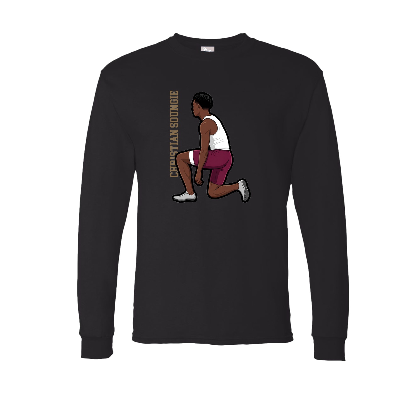 Long Sleeve Tee — Name Vertical in Black