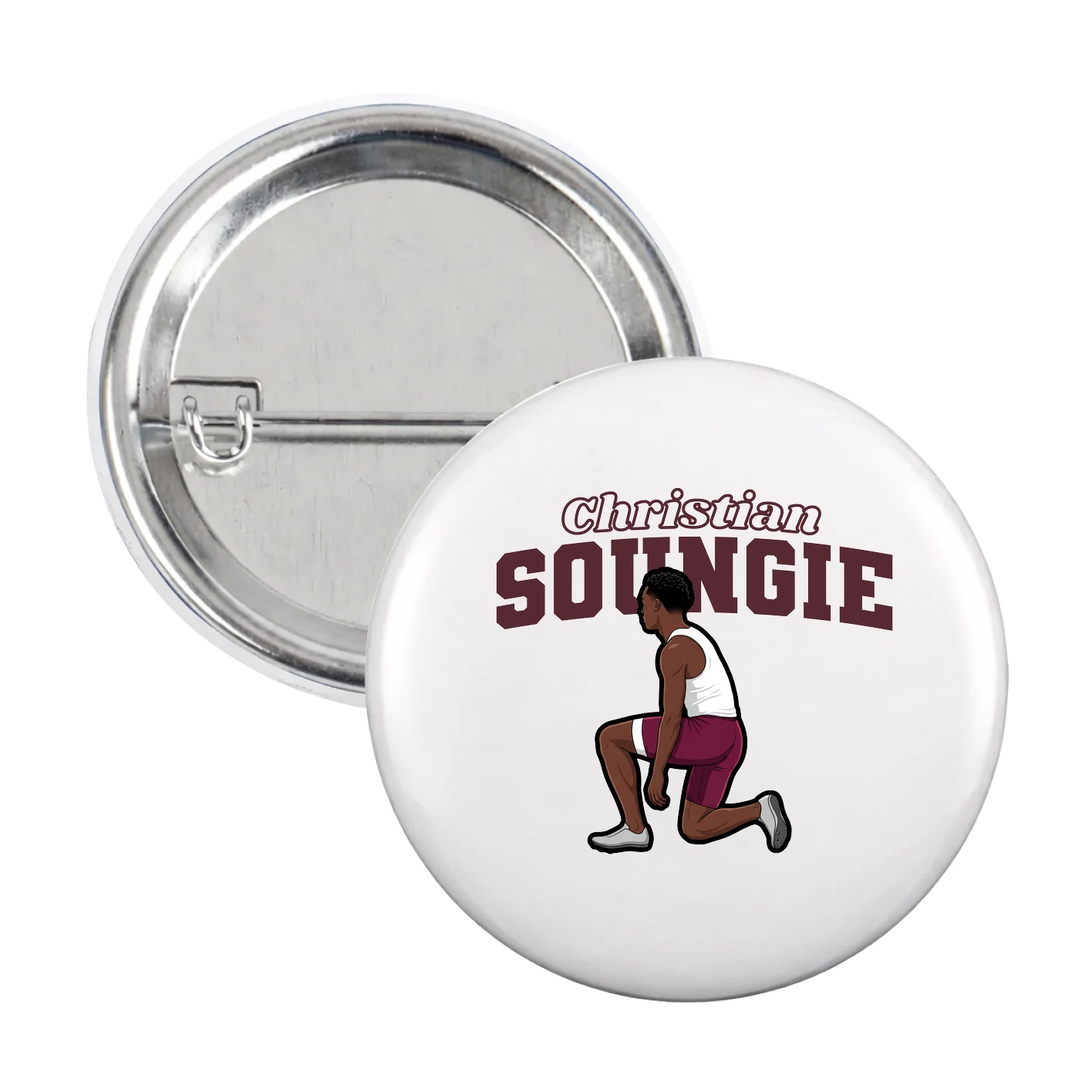 Game Day Button — Name Arch in White
