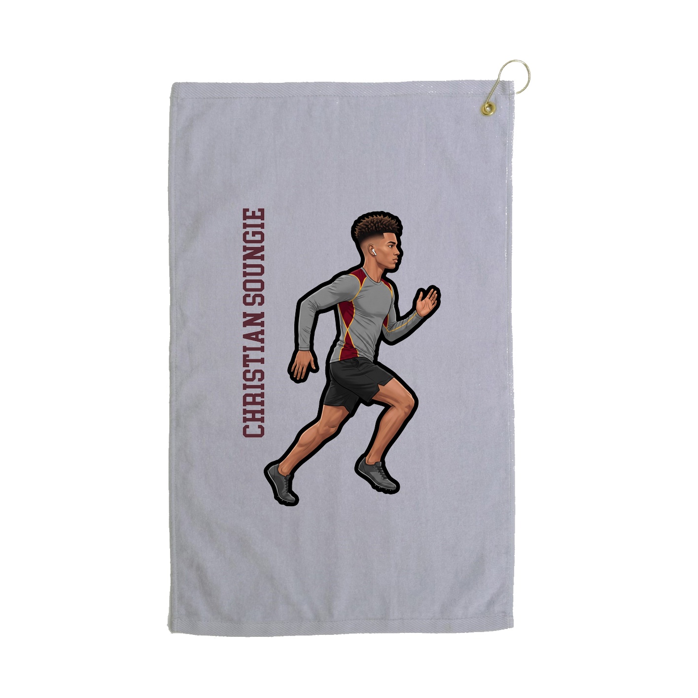Golf Towel — Name Vertical in Grey