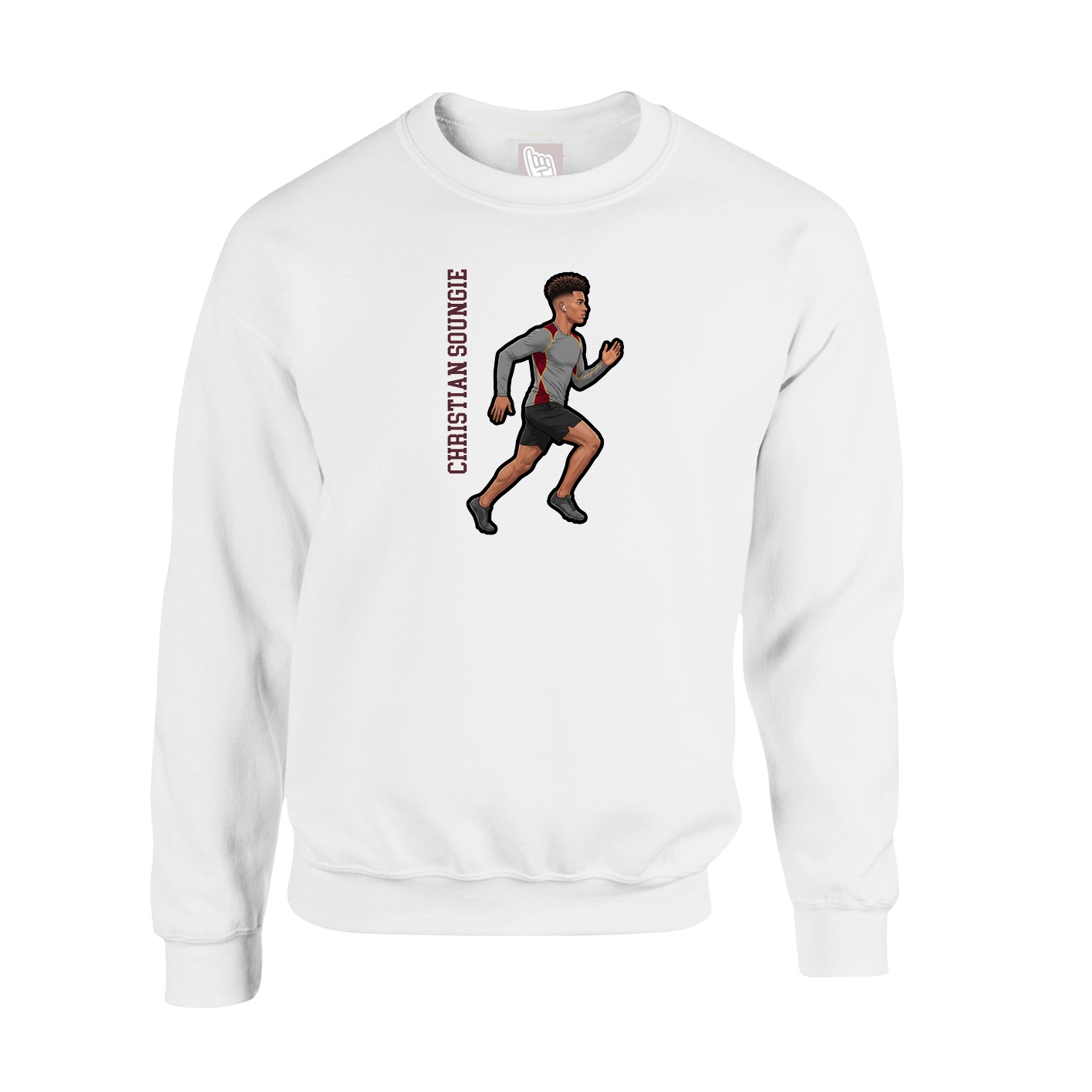 Fleece Crew — Name Vertical in White
