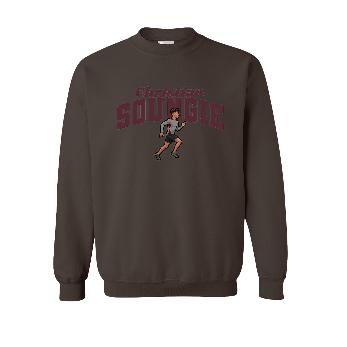Fleece Crew — Signature Arch in Brown