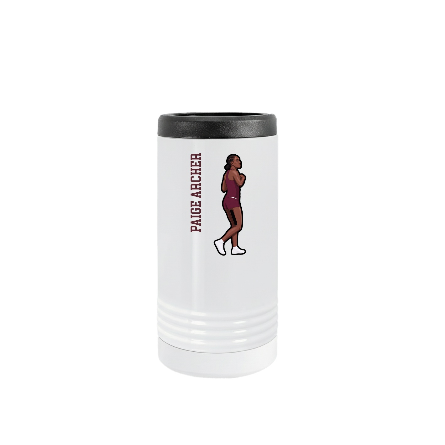 Slim Beverage Holder — Name Vertical in White