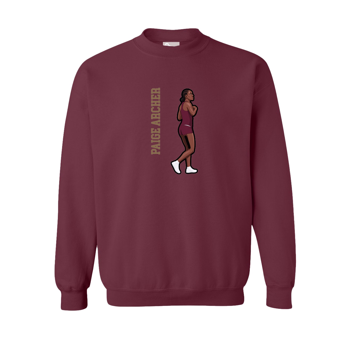 Fleece Crew — Name Vertical in Maroon