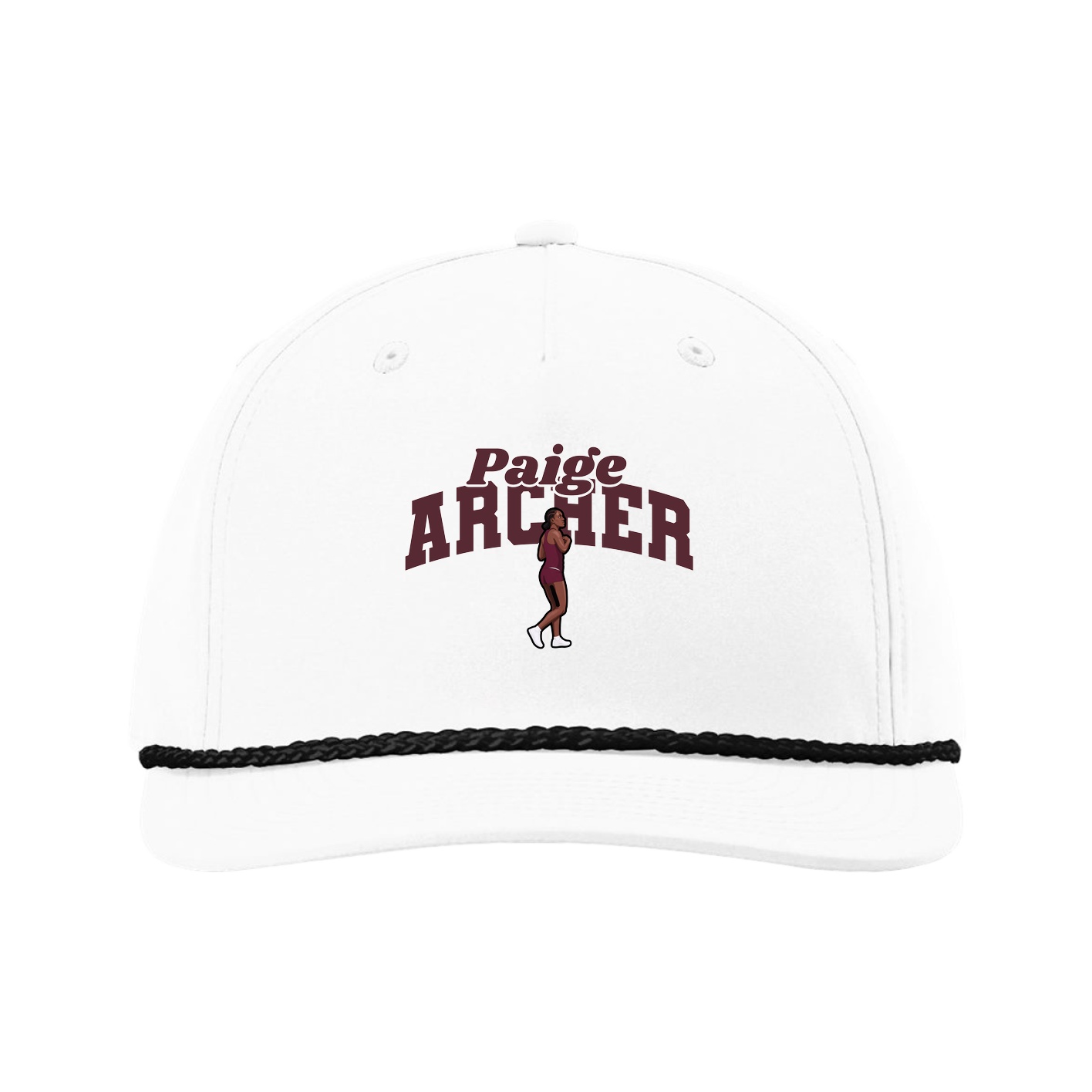 Five-Panel Classic Rope Cap — Signature Arch in White