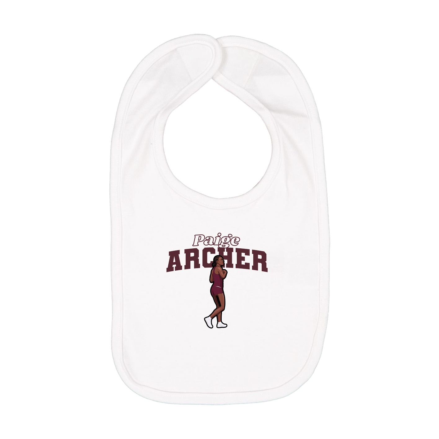 Infant Bib — Name Arch in White