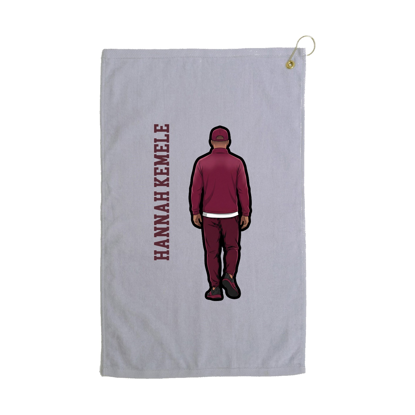 Golf Towel — Name Vertical in Grey