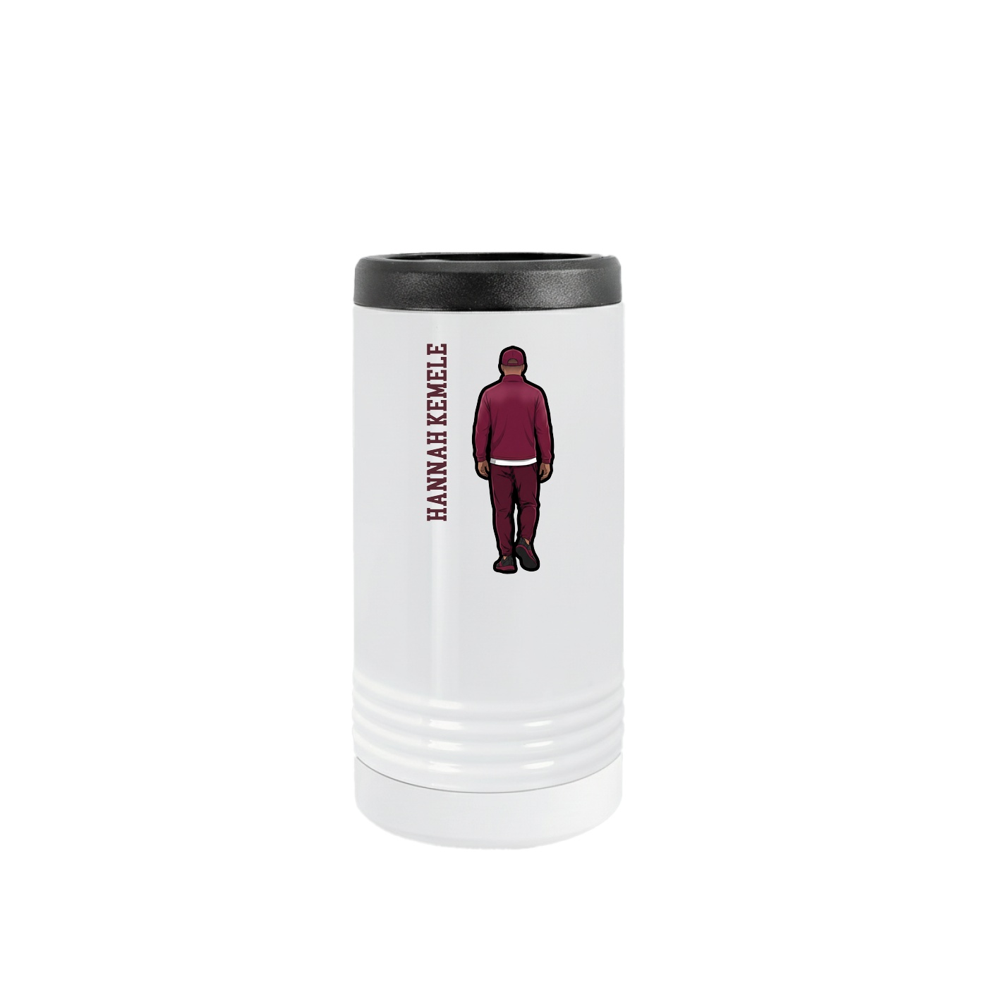 Slim Beverage Holder — Name Vertical in White