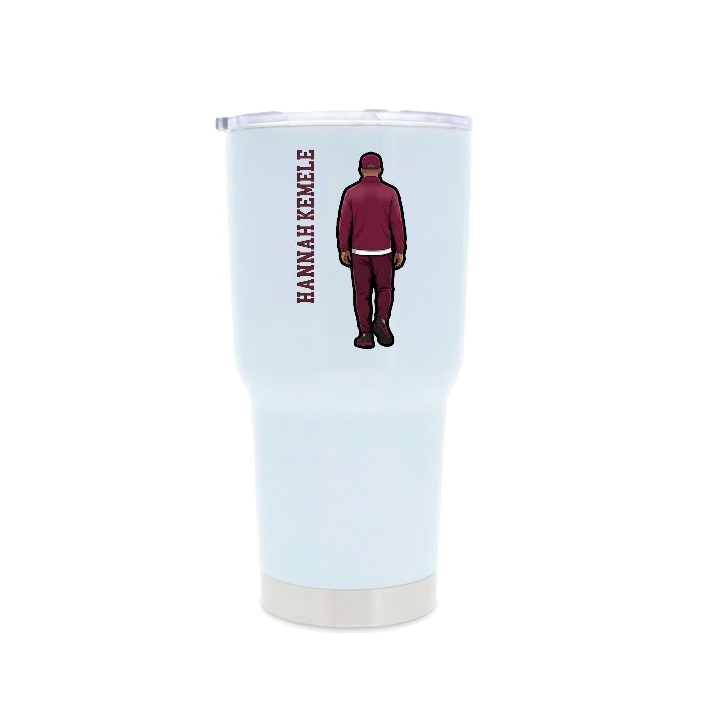 30oz Stainless Steel Tumbler — Name Vertical in White