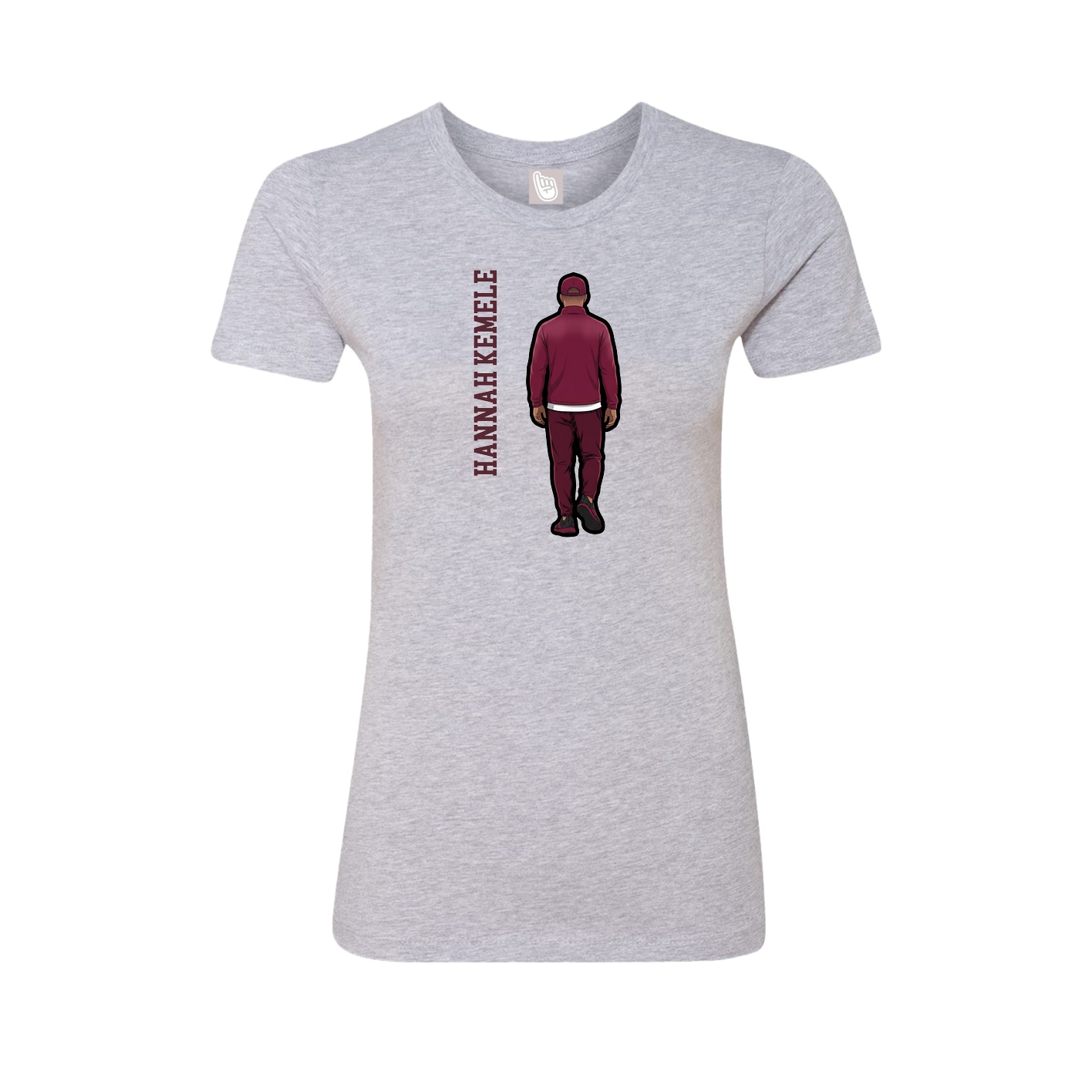 Fitted Women's Tee — Name Vertical in Grey