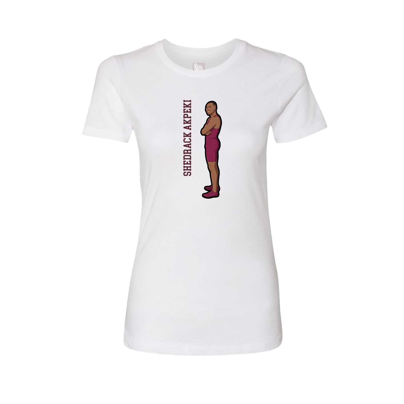 Fitted Women's Tee — Name Vertical in White