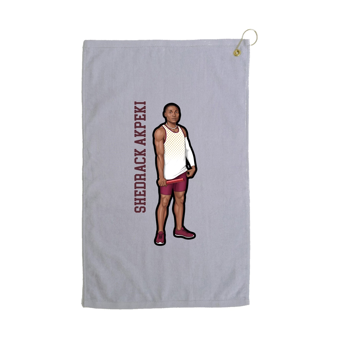 Golf Towel — Name Vertical in Grey