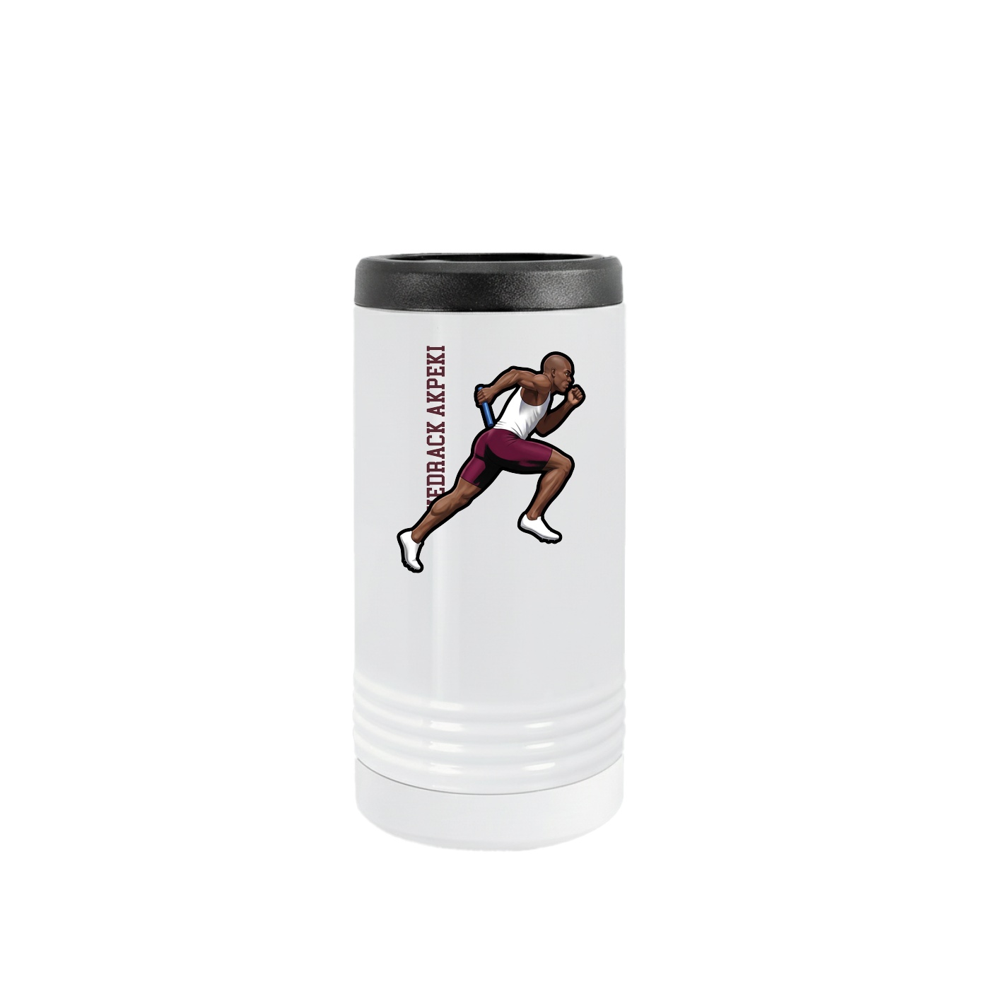 Slim Beverage Holder — Name Vertical in White