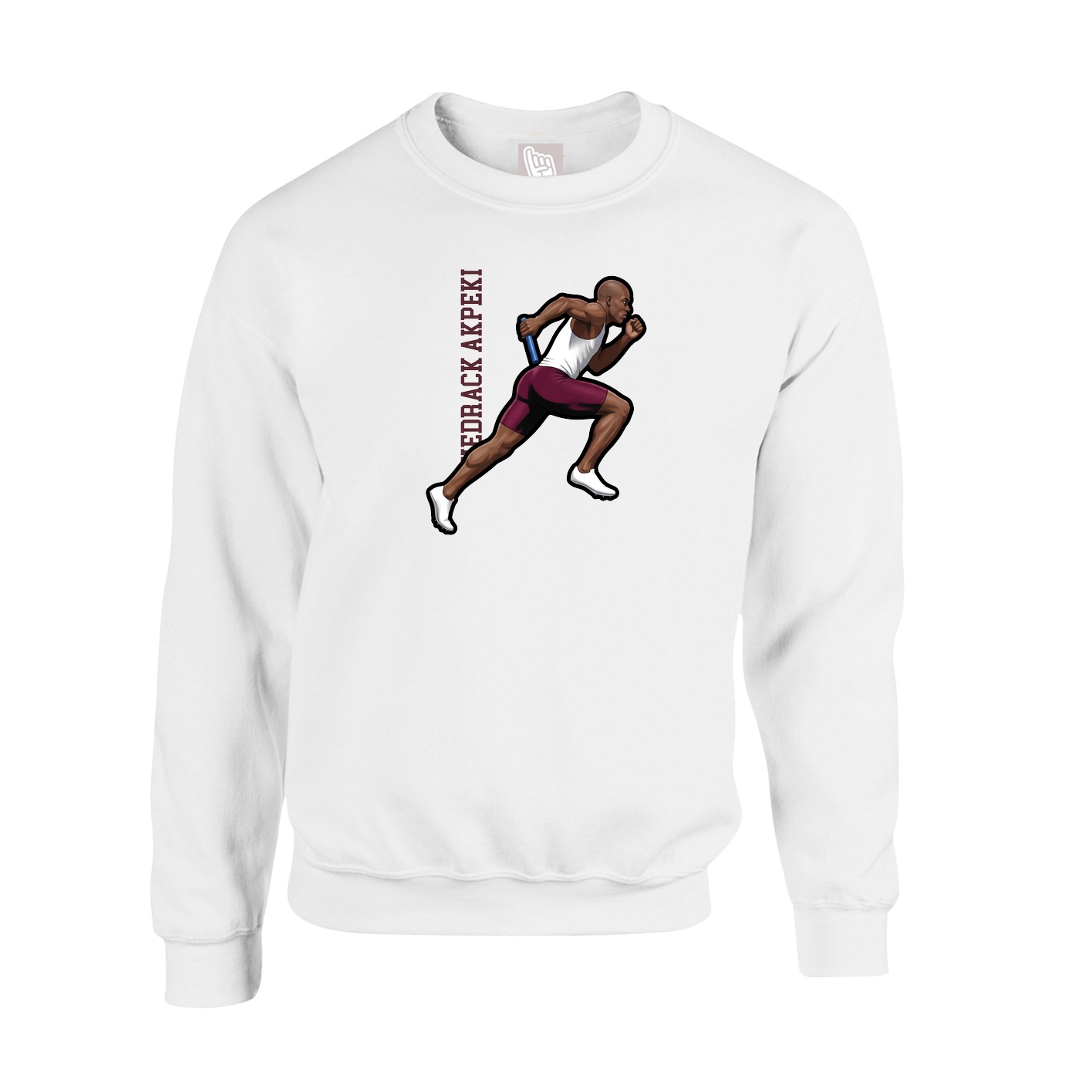Fleece Crew — Name Vertical in White