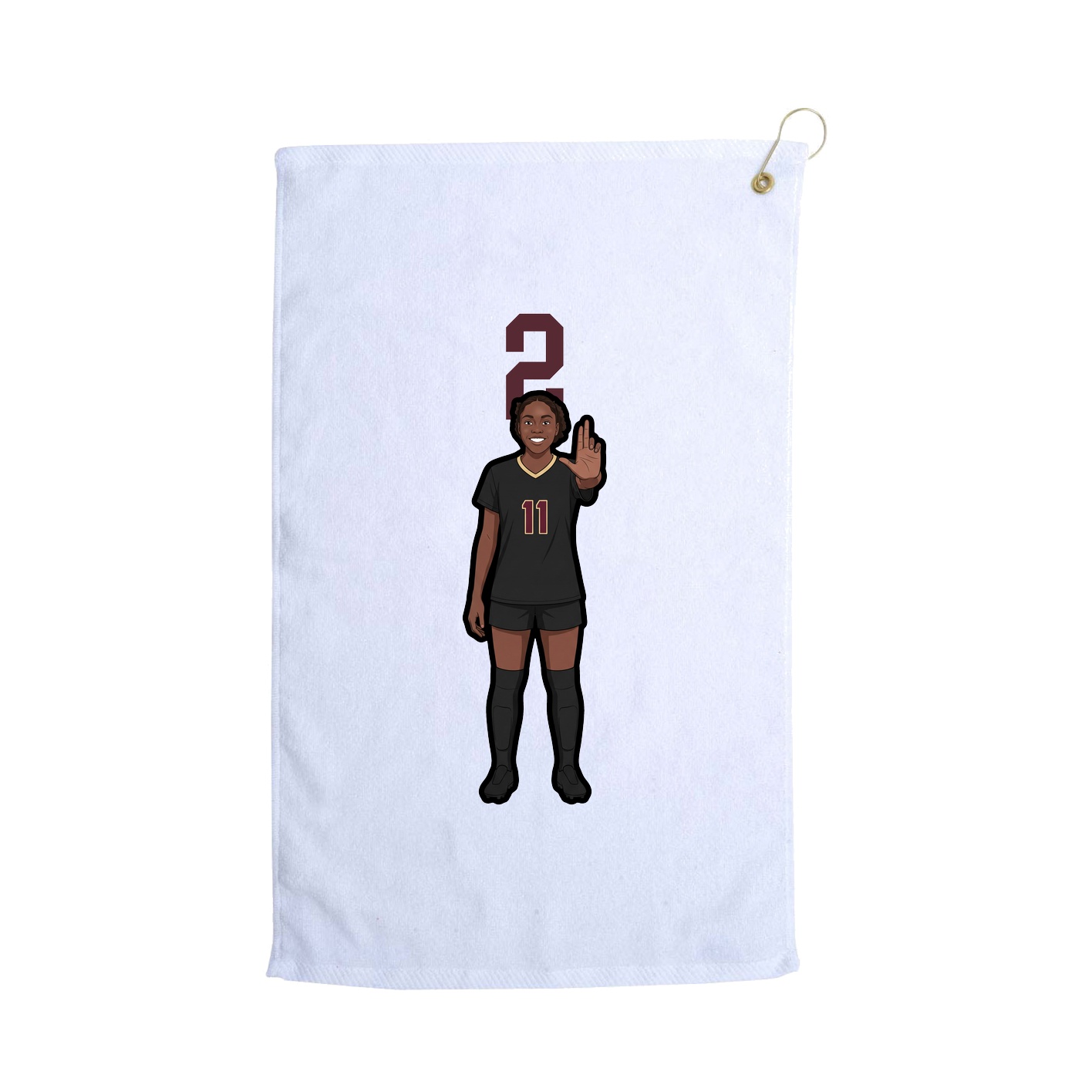 Golf Towel — Number Top in White