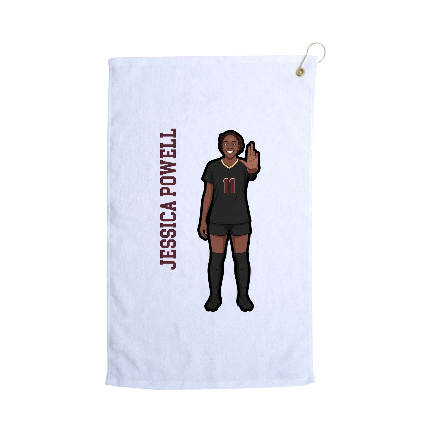 Golf Towel — Name Vertical in White