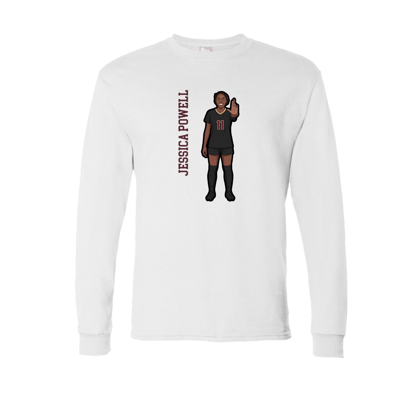 Long Sleeve Tee — Name Vertical in White