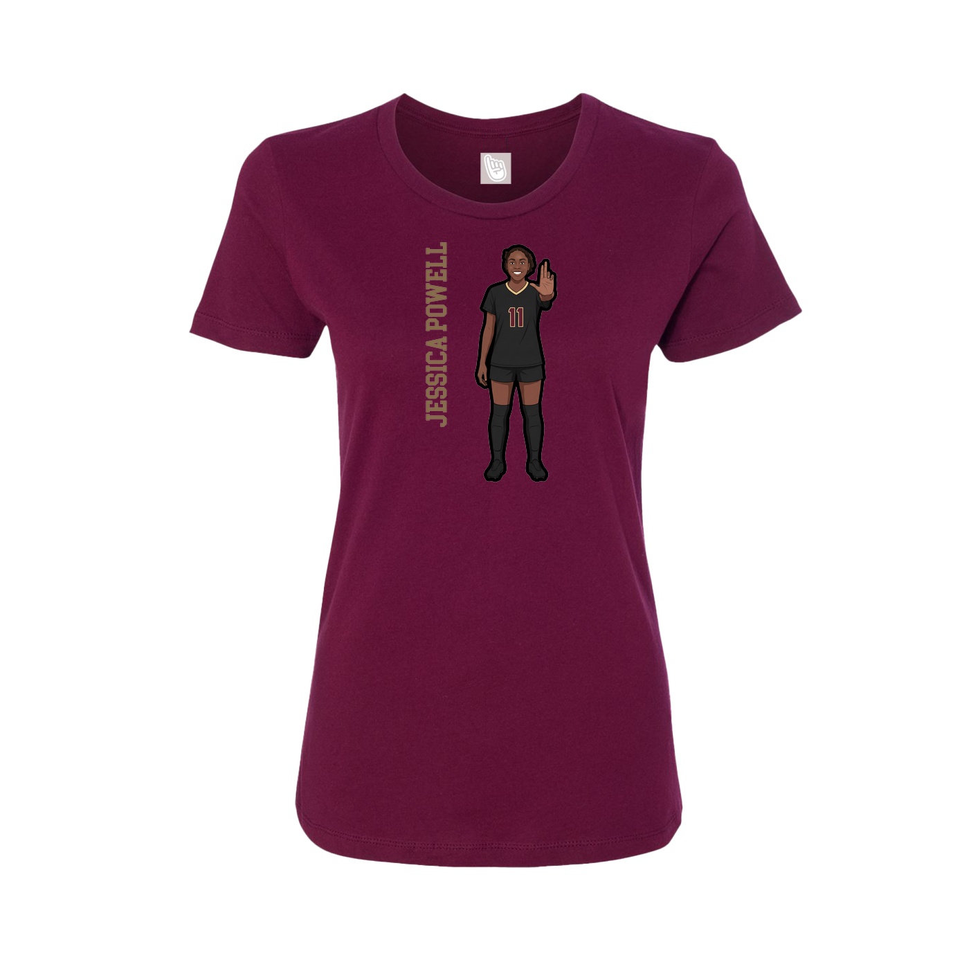 Fitted Women's Tee — Name Vertical in Maroon